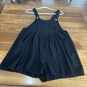 Caracilia Women’s Black Linen Blend Shortall Lagenlook Minimalist Summer Shorts